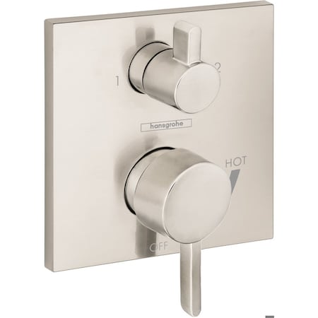 Ecostat Pressure Balance Trim Square With Diverter In Brushed Nickel